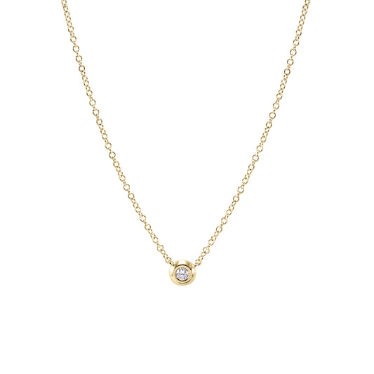 14K Gold Single Centered Diamond Necklace