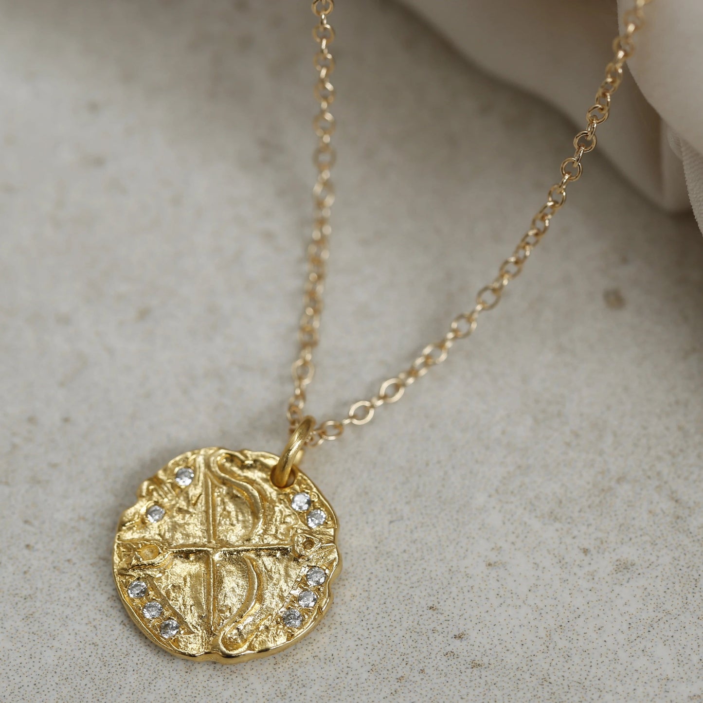 Bow & Arrow Coin gold necklace