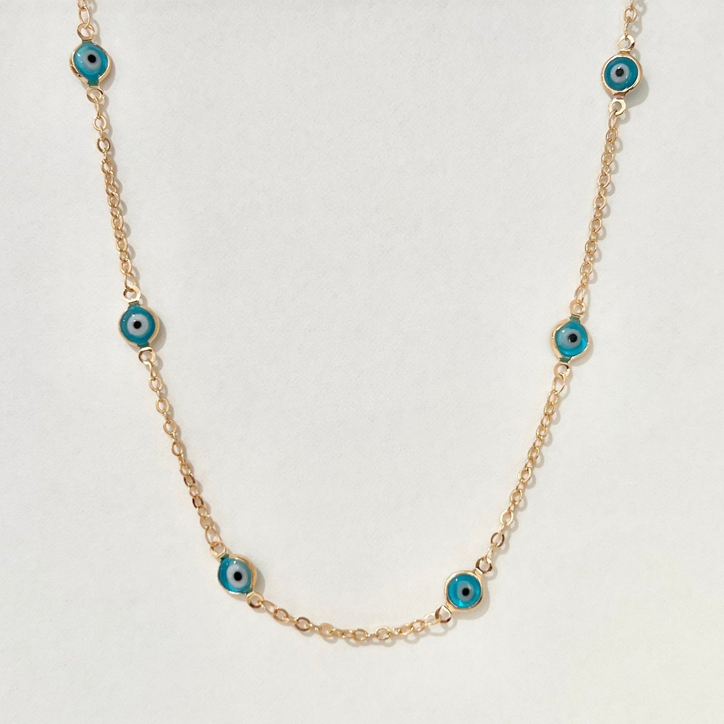Evil Eye Blue Glass Chain Necklace