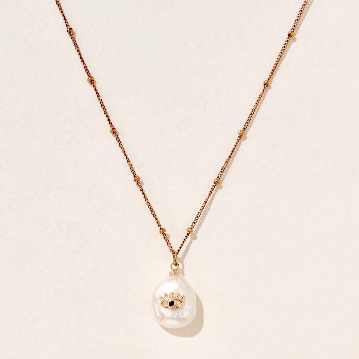 Evil Eye Organic Pearl Necklace