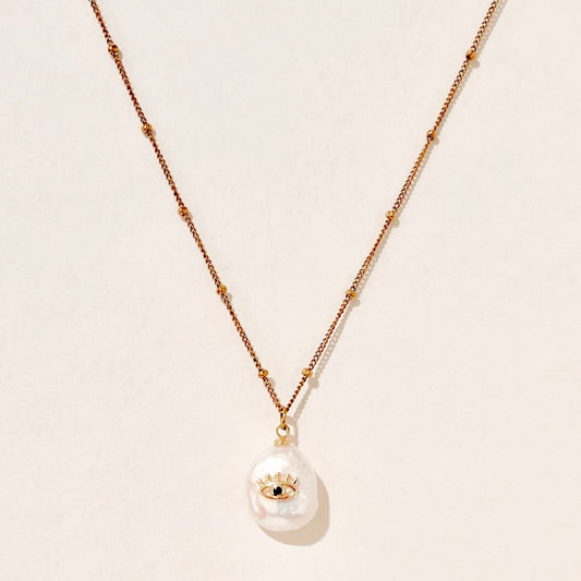 Evil Eye Organic Pearl Necklace
